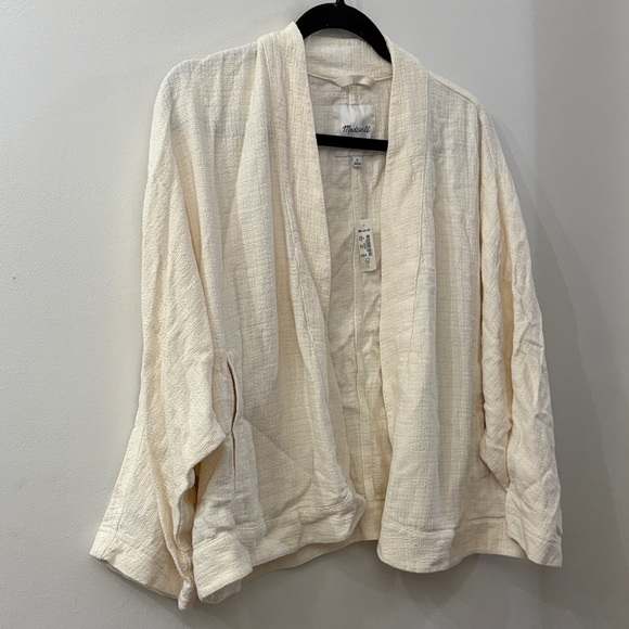 Madewell Ivory Textured Cardigan - NWT - medium - open blazer - linen blend - Picture 1 of 5
